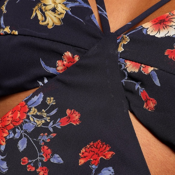 NWT: Growing, Gone Navy Blue Floral Print Cutout Maxi Dress | Size S - Picture 4 of 5